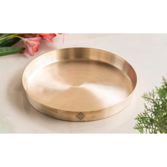 Indian Art Villa Kansa Plate – Bronze Thali with Matte Finish for Healthy Dining, Rituals, and Classic Table Settings.