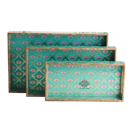 Wooden Tray Set of 3  Handcrafted Multipurpose Decorative Serving Platters