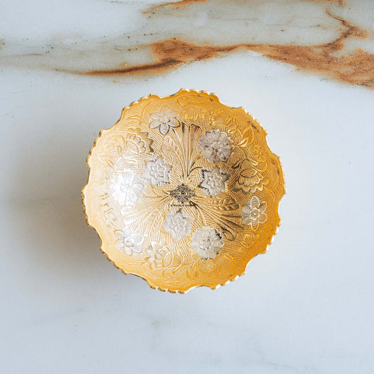 Handcrafted Pure Silver Plated Gold Polished Designer Bowl with Red Gift Box