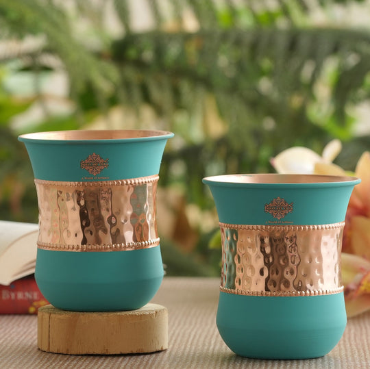 Copper glass handcrafted for wellness hydration use
