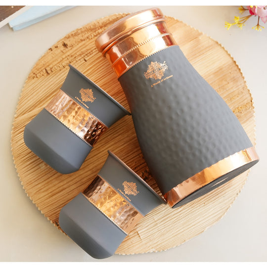 Pure Copper Silk Finished Gift Set Bedroom Bottle with Copper Glass