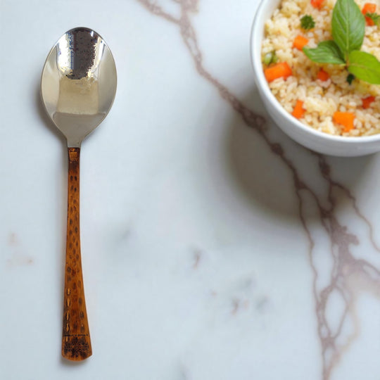 Steel Brass Spoon with Hammered Design, Set Of -4