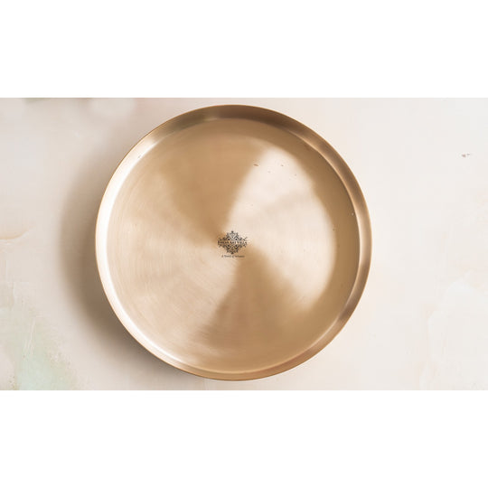 Indian Art Villa Kansa Plate – Bronze Thali with Matte Finish for Healthy Dining, Rituals, and Classic Table Settings.