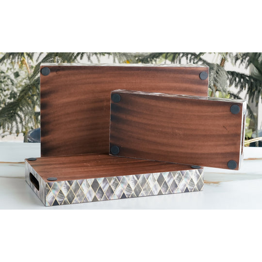 Wooden Tray Set of 3  Handcrafted Multipurpose Decorative Serving Platters