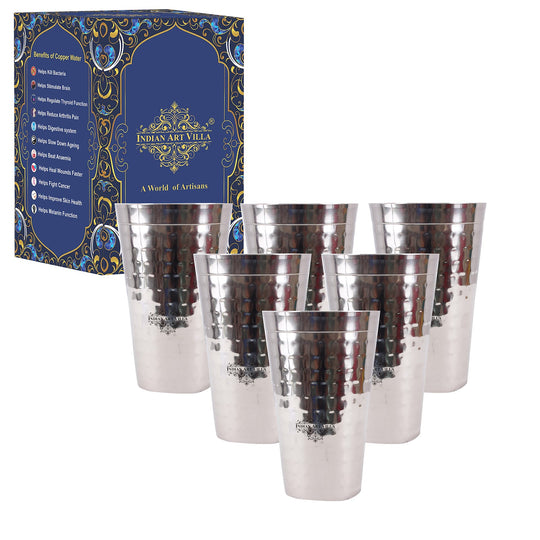 Handmade Pure Steel Hammered Design Lassi Glass Big -750 ML