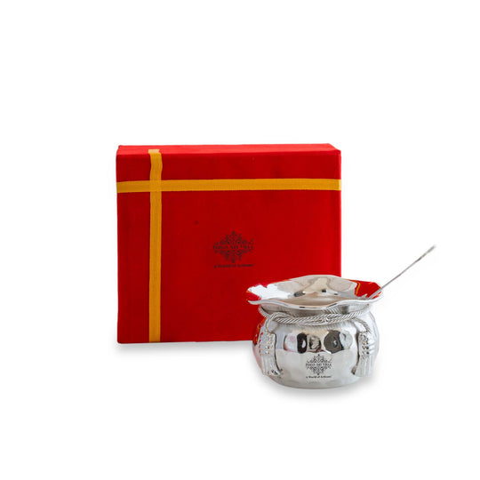Silver Plated Handmade 1 M design Bowl 180 ML with 1 Spoon