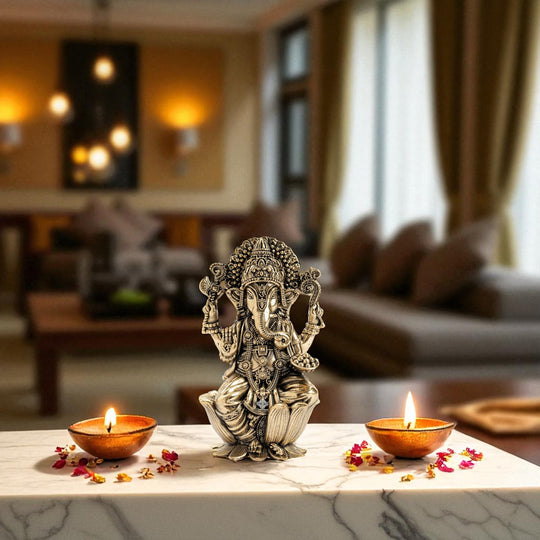 Pure Brass Ganesh ji Murti On Kamal