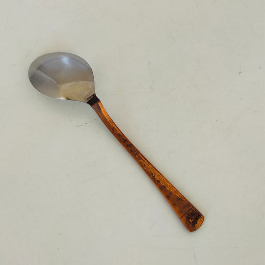 Steel Brass Spoon with Hammered Design, Set Of -4