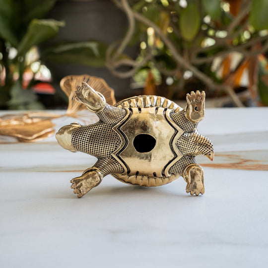 Brass Ashta Lakshmi Tortoise Idol 6 Inch Spiritual Vastu Decor