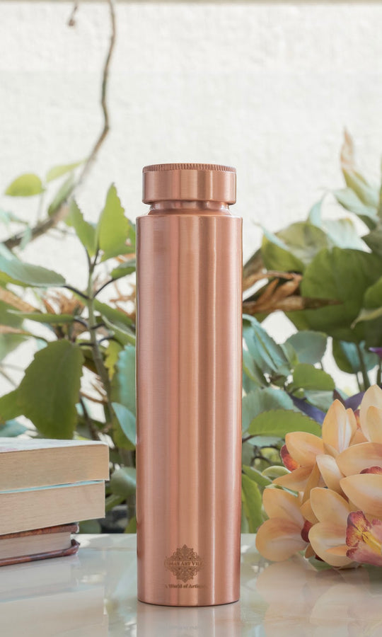 Pure Copper Bottle with Lacquer Coated Finish and Straight Shape