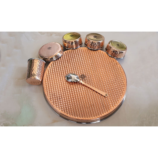 Steel Copper Dinner Set With Antique Hammered Design