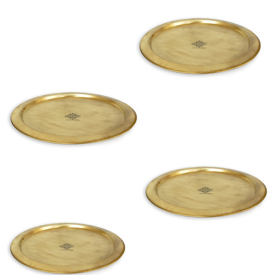 Elegant handcrafted brass plate set designed in pure brass with matt finish and round shape from Indian Art Villa