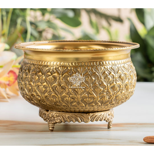 Pure Brass Embossed Design Decorative Bowl