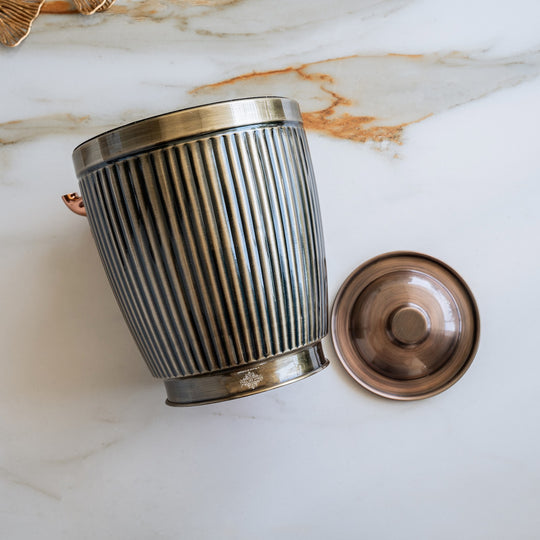 Copper Antique Finish Barrel Design Water Pot 7000 ML with Tap & Lid