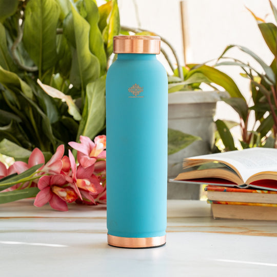 Pure Copper Water Bottle with Soft Silk  Finish Color-900 ML