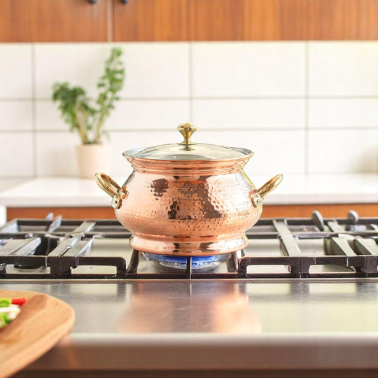 Pure Steel Copper Hammered  Biriyani Handi With Inside Tin Lining- Cookware