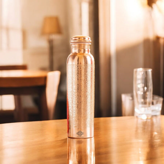 Pure Copper Water Bottle with Unique Artistic Designs – 900 ML