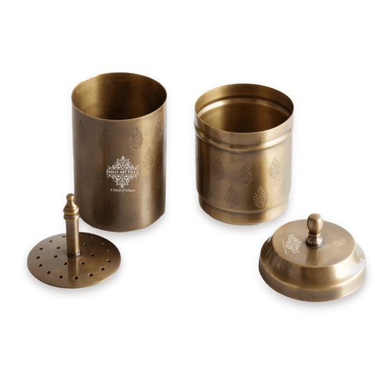 Pure Brass Coffee Filter Antique Dark Finished Embossed Design Medium Size