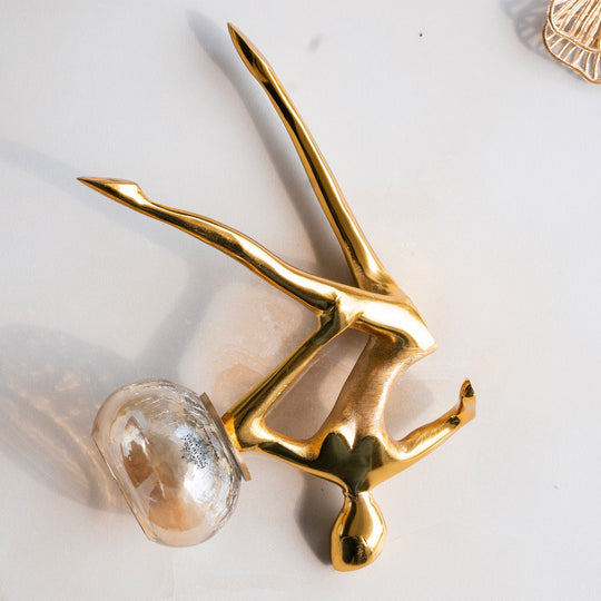 Gold Finish Lady Design Decorative Candle Holder