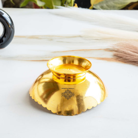 Pure Silver Plated Gold Polished Leaf Design Oval Shape Bowl 520 ML