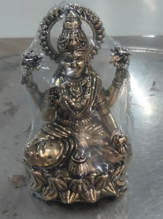 Pure Brass Laxmi Ji Sitting On Kamal Murtii- Goddess of Wealth, Prosperity & Blessings