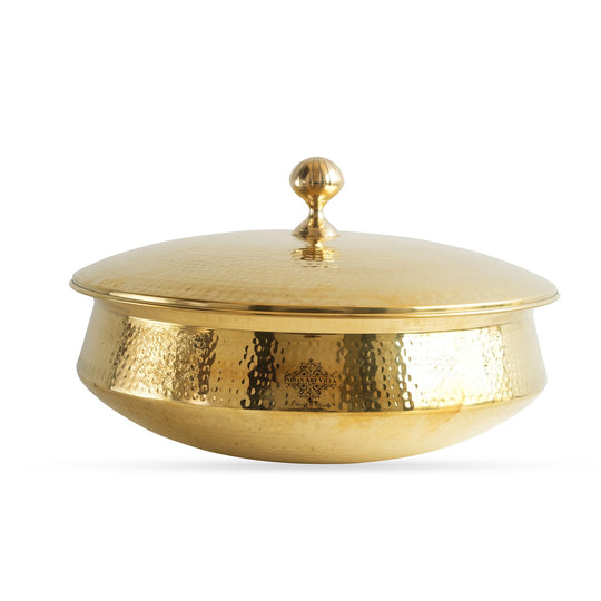 Brass Lagan Handi with Tin Lining & Brass Lid - Indian Art Villa