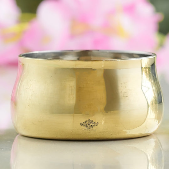 Handmade Pure Steel Brass Curved Katori / Bowl, Dinnerware, Serveware, Volume- 150ml