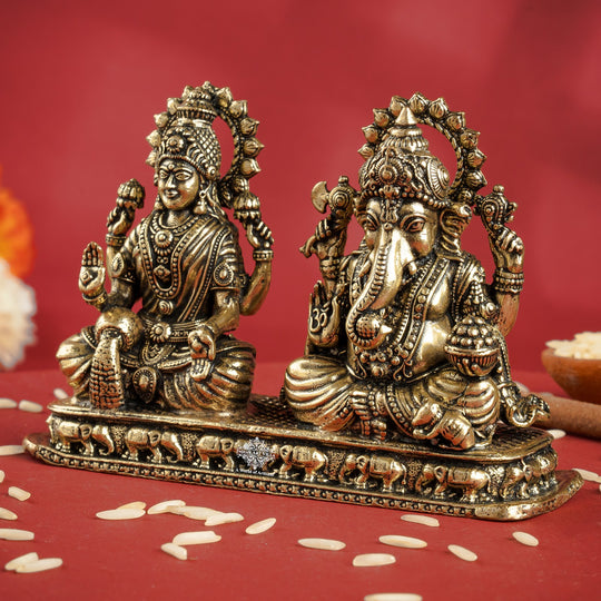 Pure Brass Ganesh Ji Murti With laxmi Ji
