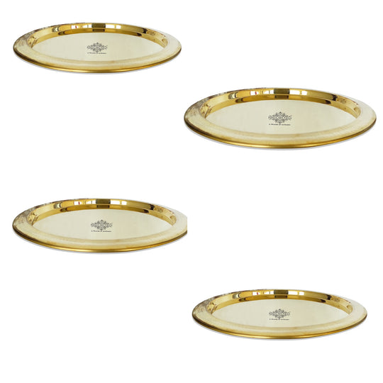 Pure brass serving Thali plate white background — Indian Art Villa