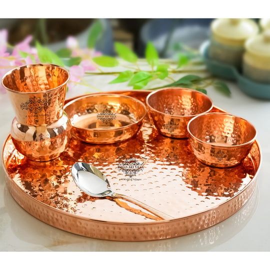 Pure Copper  Hammered  Design, 6 Pieces Dinner Set