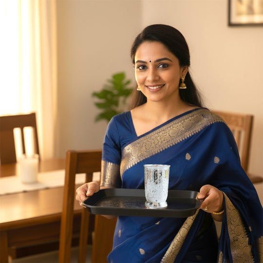 Silver Plated Embossed Designer Glass, 280 ML