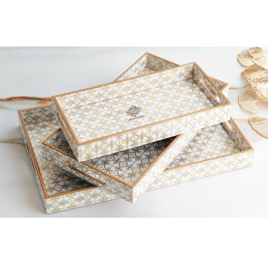 Wooden Tray Set of 3  Handcrafted Multipurpose Decorative Serving Platters