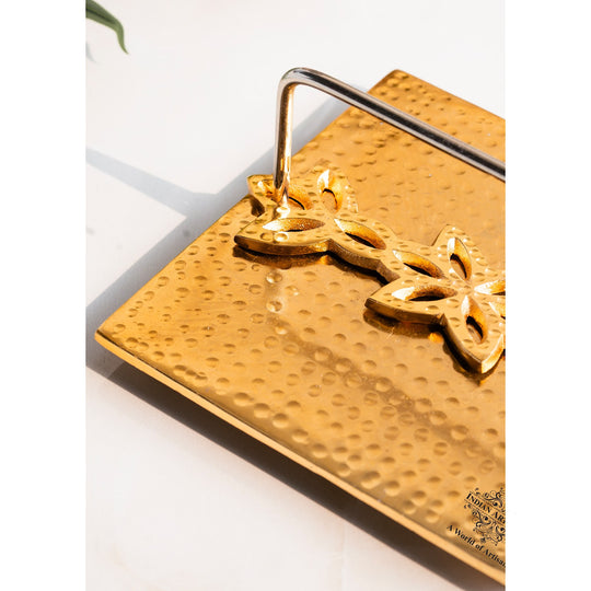 Brass Hammered Floral Napkin Holder