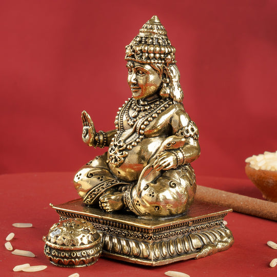 Pure Brass Kuber Murti - Lord of Wealth & Prosperity