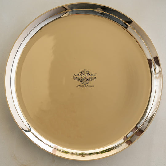 Premium Handcrafted Bronze Thali – Elegant China Border Design Plate for Temple, Festivals, and Indian Meals