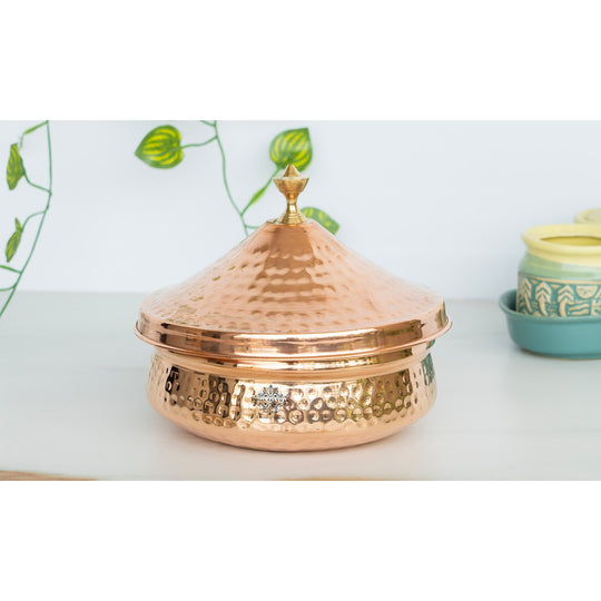 The legacy of craftsmanship shines in copper handi 800ML Indian Art Villa creation crowned with copper lid and brass knob