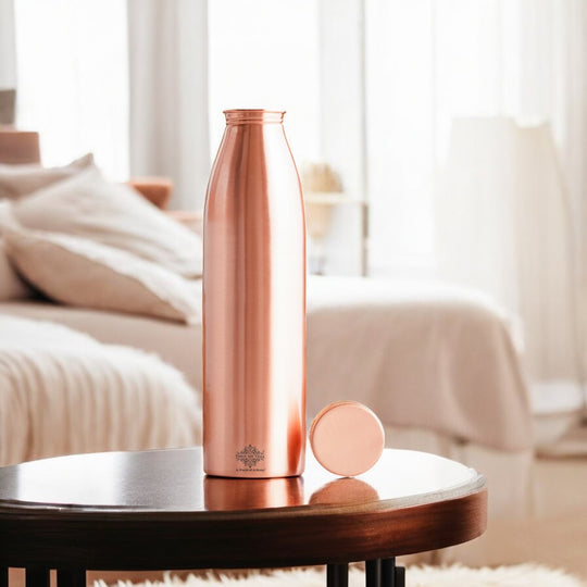 Pure Copper Water Bottle with Plain Matte Finish Design