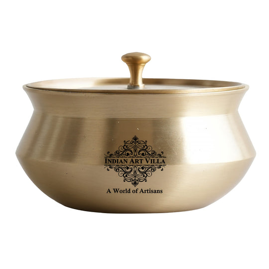 Elegant brass handi with lid from Indian Art Villa perfect for Indian dining serveware or restaurant style tableware