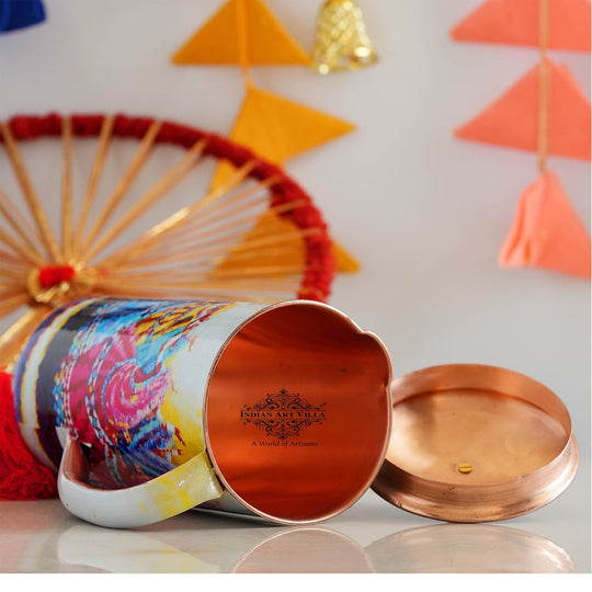 Pure Copper Printed Jug - Padharo Mhare Desh Design