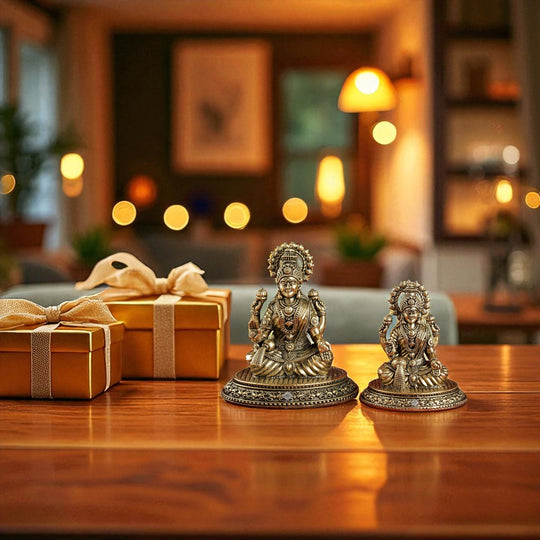 Pure Brass Laxmi Ji Murti 9 cm- Brass Murti for Wealth & Prosperity