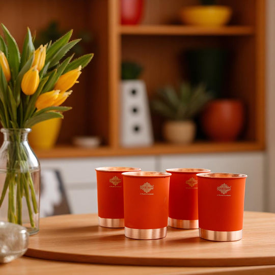Handmade copper tumbler elegant Indian design style