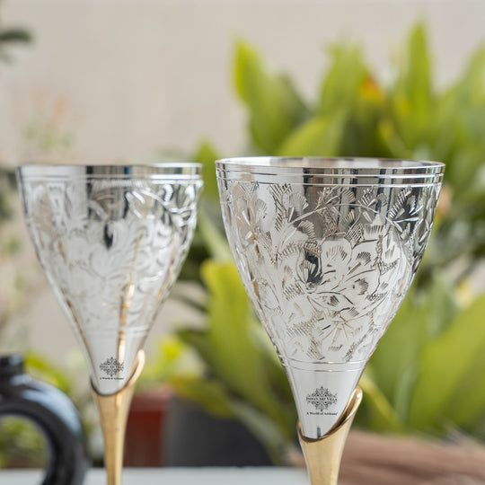Silver Plated Designer Champagne Glass with Stand, Barware, Serveware