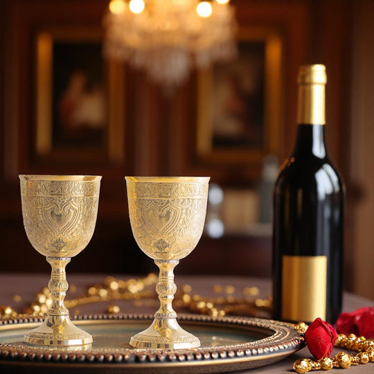 Embossed Brass Goblet Glass for Barware