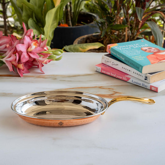 Pure Steel Copper pan Oval shape Hammered Design Serving Dishes Tableware