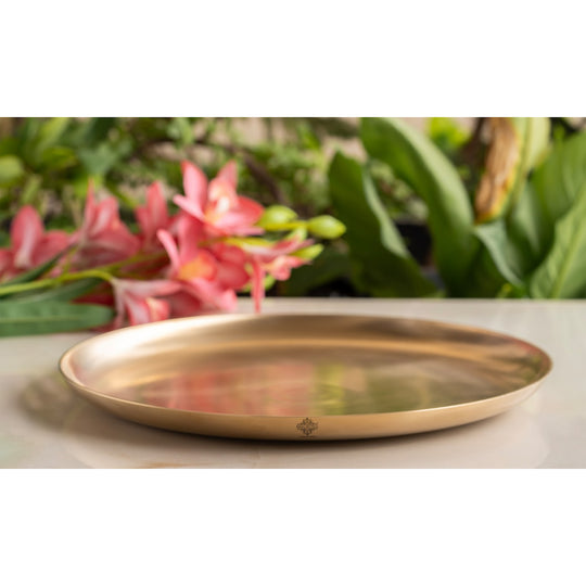 Handcrafted Brass Matt Finish Dinner Plate – 30 cm