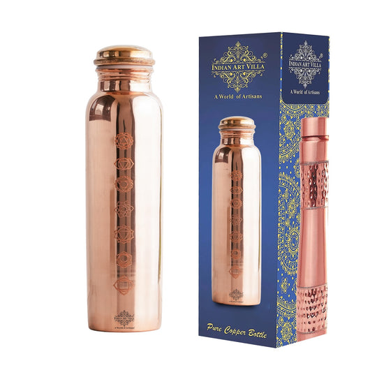 Pure Copper Water Bottle with Unique Artistic Designs – 900 ML