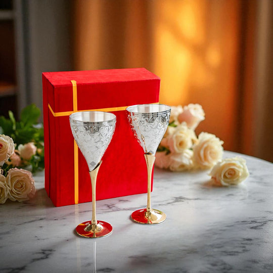 Silver Plated Designer Champagne Glass with Stand, Barware, Serveware