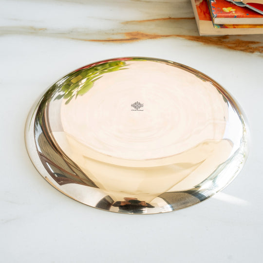 Bronze Serving Thali Plate Height 2.54 cm,  Dia 26.67 cm