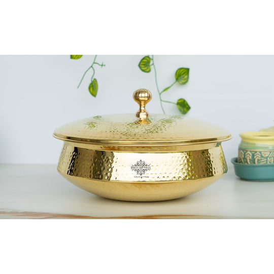 Brass Lagan Handi with Tin Lining & Brass Lid - Indian Art Villa