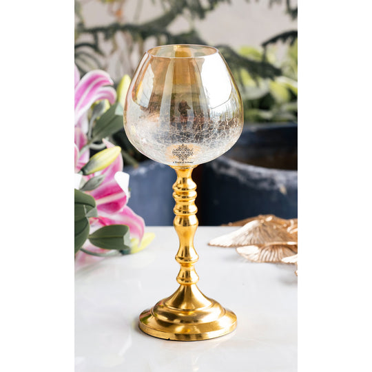 Gold Finish Decorative Candle Holder with Pillar Design – Elegant Accent for Home Decor, Dining Table, Festive Celebrations, and Gifting